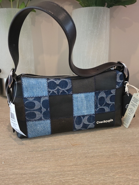 Coach Handbags - Coach  Coachtopia Patchwork Denim & Black Leather  Slouchy Shoulder Bag